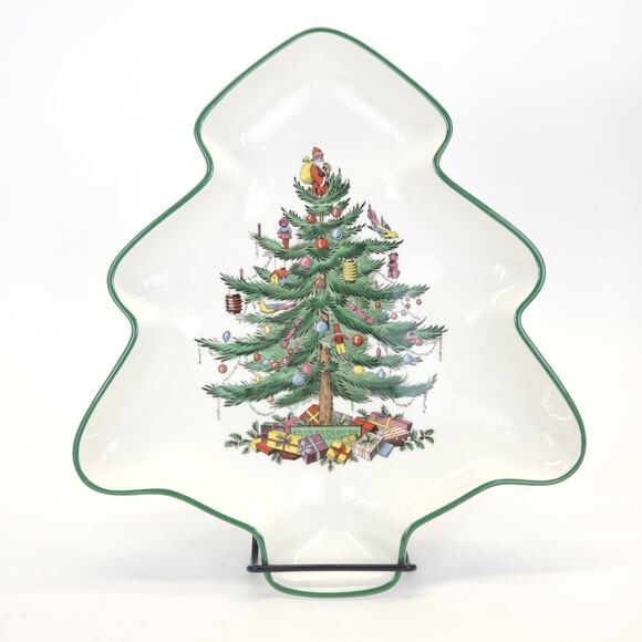 Vtg Spode Christmas Tree- Shaped Dish Cookie Dessert Traditional Holiday 9.5x11 - Picture 1 of 5